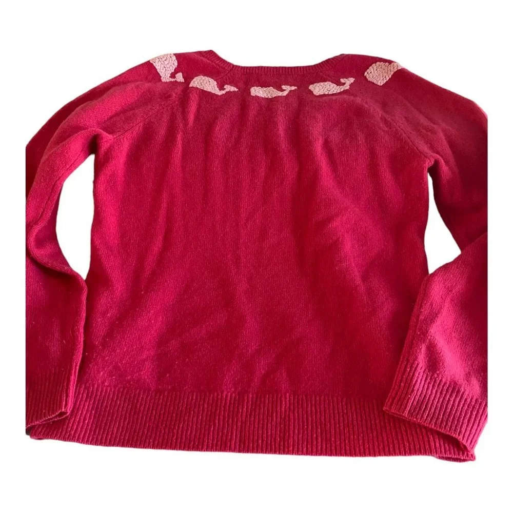 Womens Vineyard Vines Sweater Medium -Pink Whale Logo Soft Comfy 100% Lambswool - Picture 8 of 12